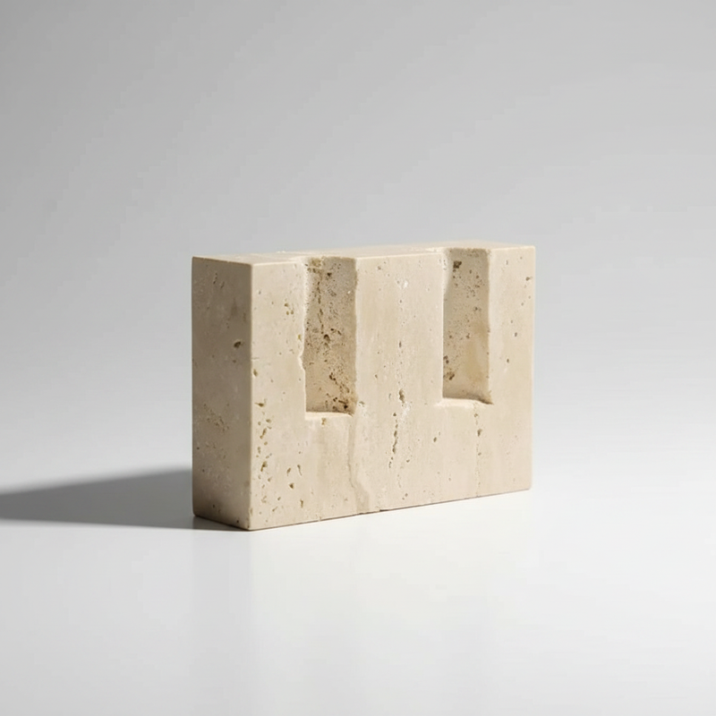 Dual Travertine Taper Candle Holder | Two Candles