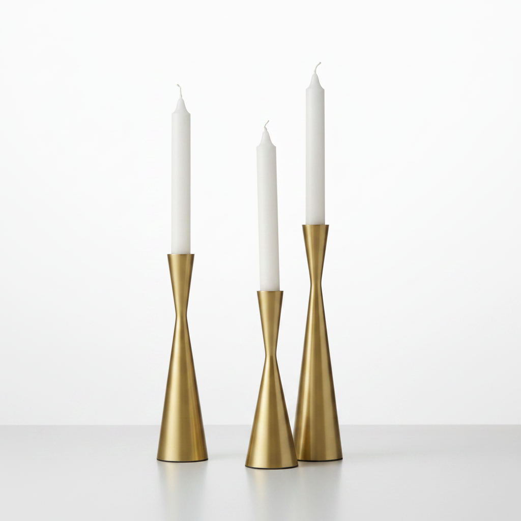 Nordic Brass Waist Candlestick Set of 3 - Golden Grace