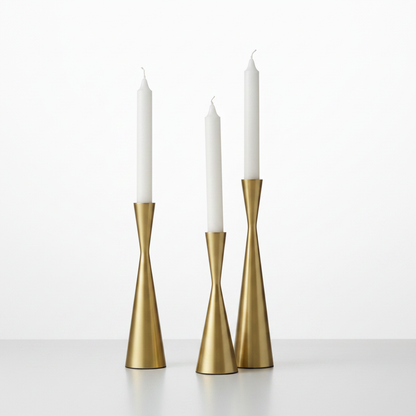 Nordic Brass Waist Candlestick Set of 3 - Golden Grace