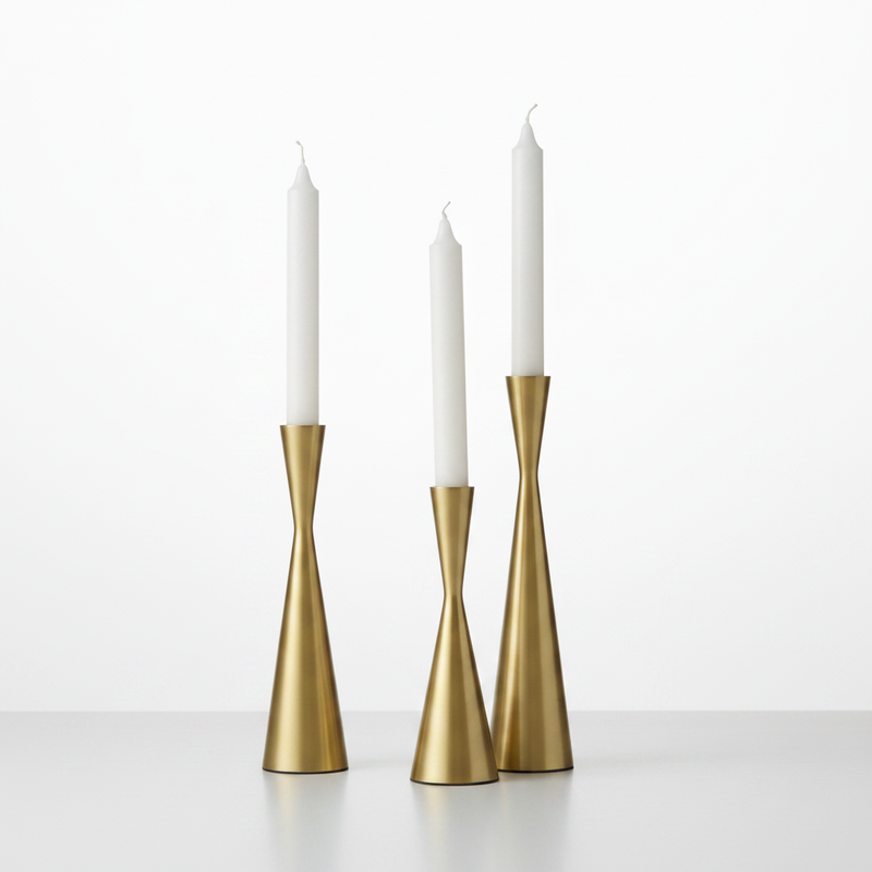 Nordic Brass Waist Candlestick | Set of 3