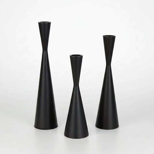 Nordic Brass Waist Candlestick Set of 3 - Obsidian Elegance