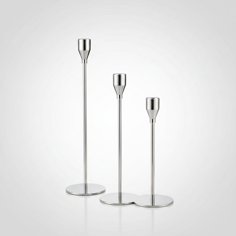 Tall Stainless Steel Candle Holders | Set of 3