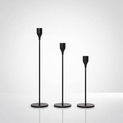 Tall Stainless Steel Candle Holders Set of 3 - Black