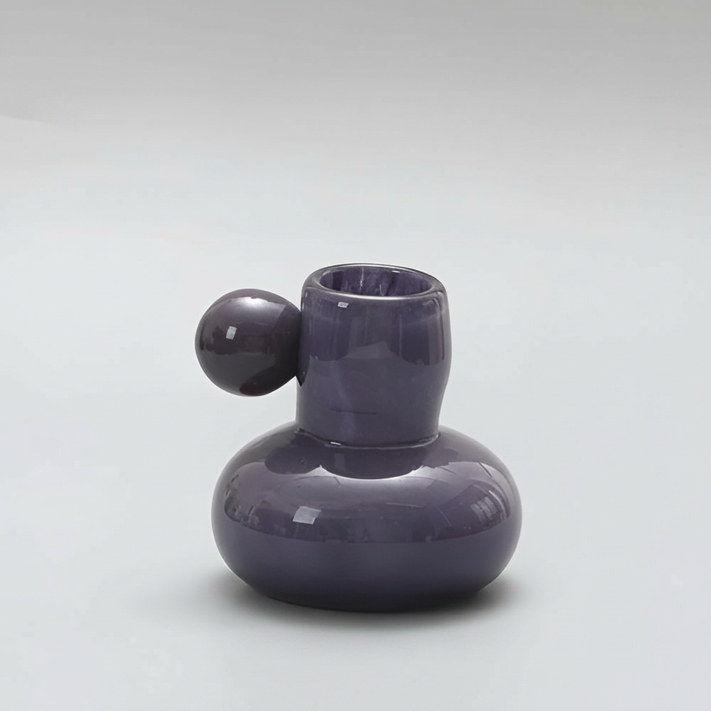 Celestial Nordic Glass Candle Holder - Purple