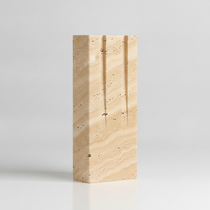 Travertine Stone Candle Stand Polished finish studio packshot