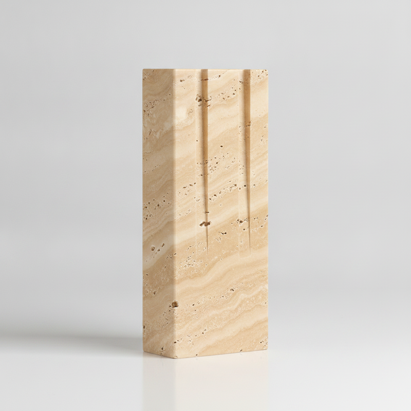 Travertine Stone Candle Stand Polished finish studio packshot