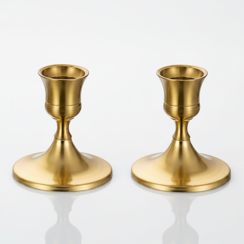 Shimmering Vintage Taper Candle Holders | Set of 2