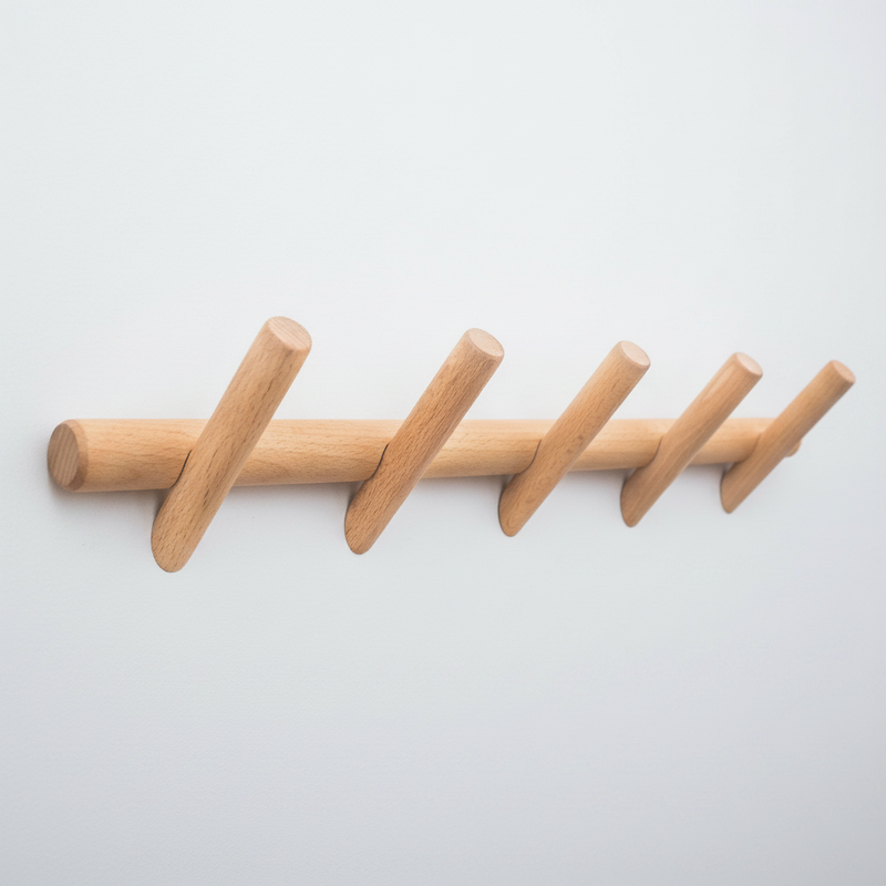 Beechwood Wall Coat Rack | 5 Hooks, Storage