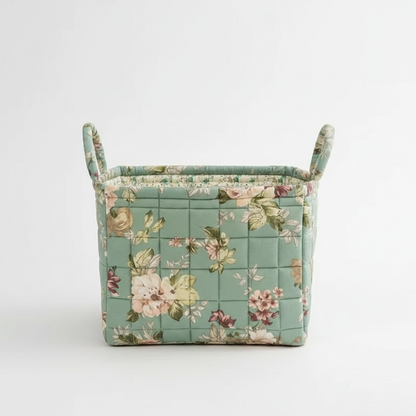Rosette floral canvas storage basket packshot