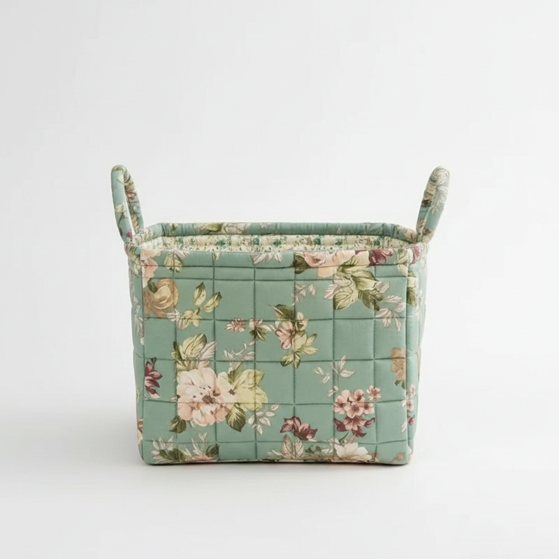 Rosette floral canvas storage basket packshot