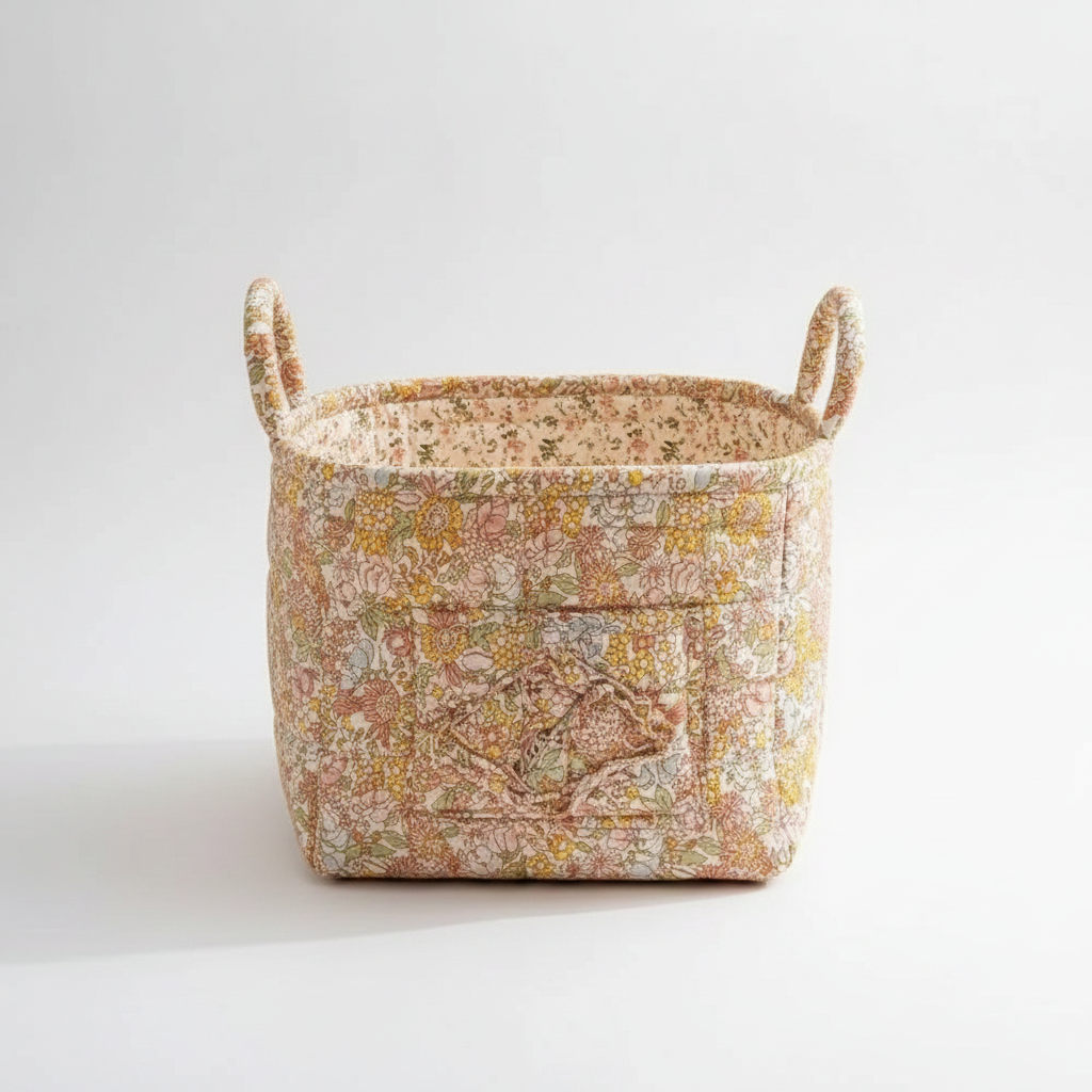 Meadow floral canvas storage basket packshot