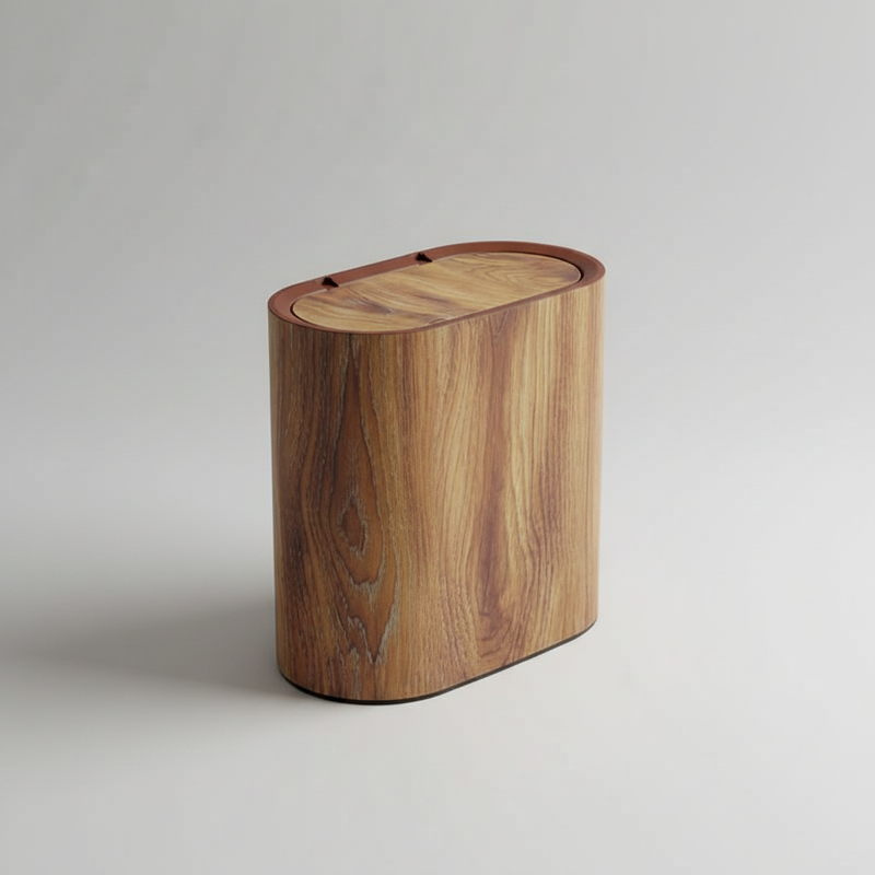 Modern Marble Trash Can | Oval Lid, Kitchen & Bathroom