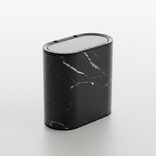 Modern Marble Trash Can - Marble Black studio packshot