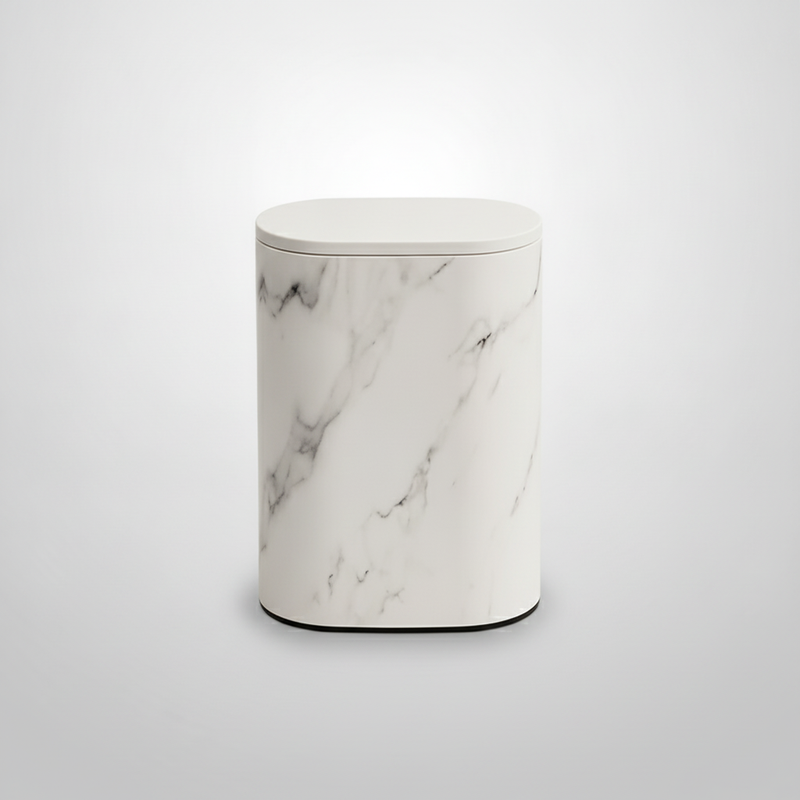Modern Marble Trash Can - Cream White studio packshot