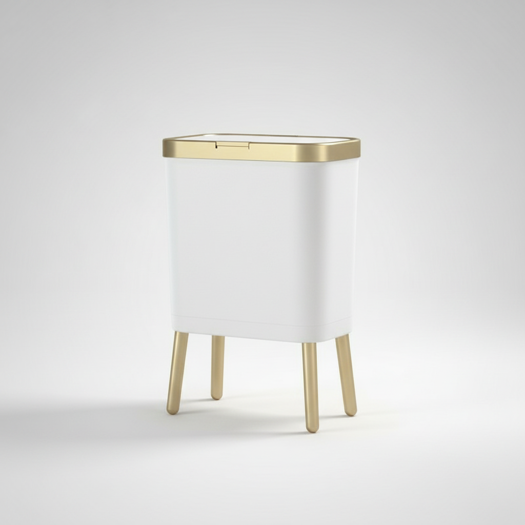 15L Elevated Trash Can White studio packshot