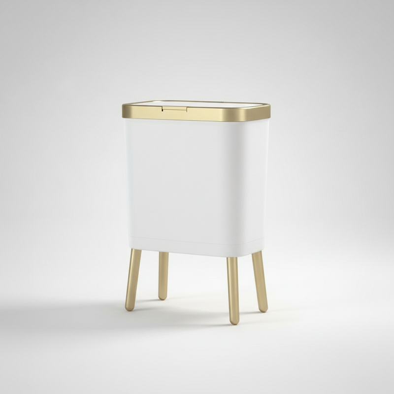 15L Elevated Trash Can White studio packshot