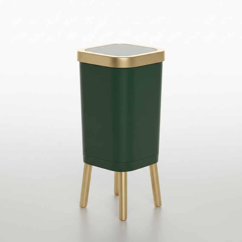15L Elevated Trash Can Dark Green studio packshot