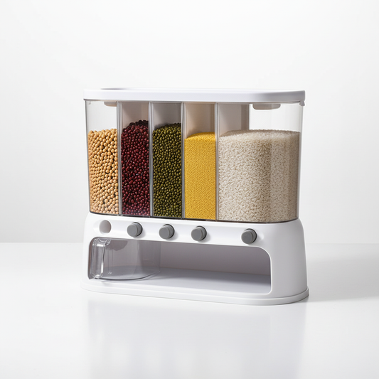 Airtight multi-compartment pantry storage container studio packshot