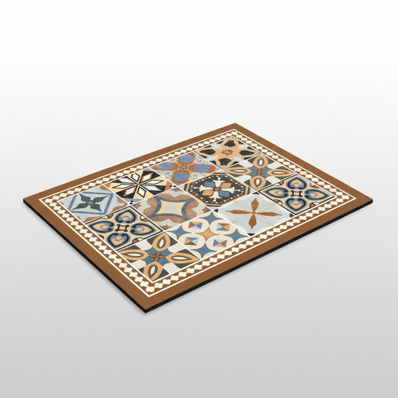 Retro Tile Coffee Mat | Absorbent, Quick-Drying Kitchen Accent