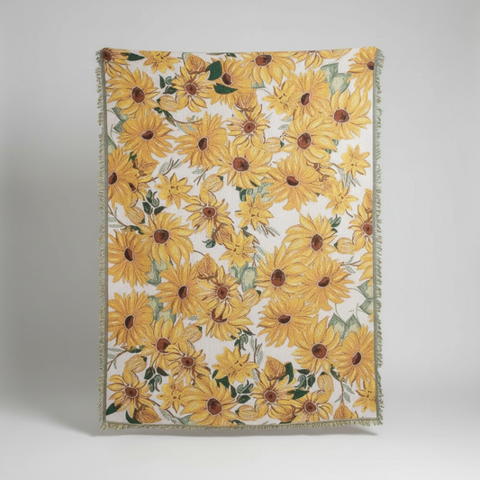 Floral Picnic Blanket Jacquard Weave