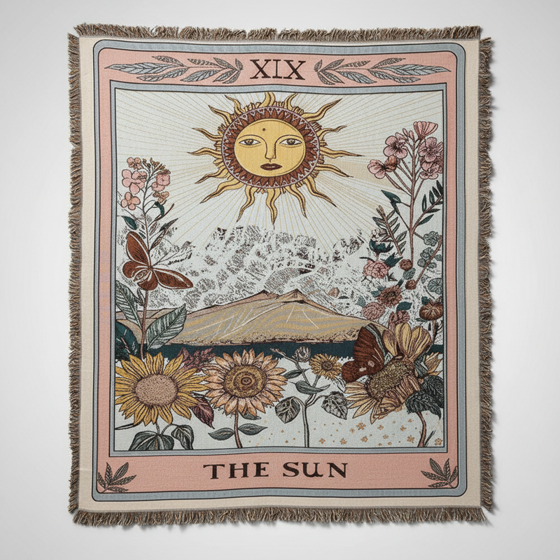 Celestial Tapestry Throw | Boho Sun Design