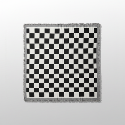 Fringed Picnic Blanket Midnight plaid studio packshot