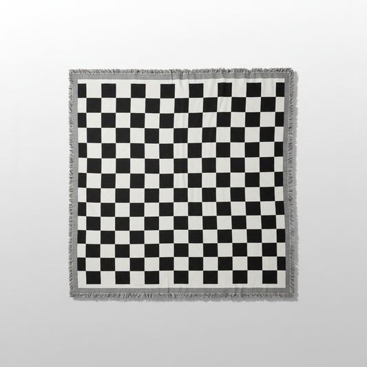 Fringed Picnic Blanket Midnight plaid studio packshot