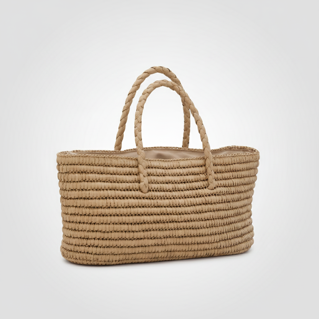 Handwoven Straw Tote Bag studio packshot