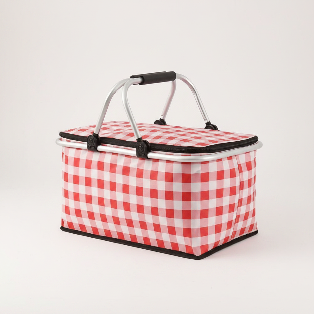 Checkered Picnic Basket - Red check studio packshot