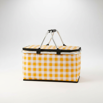 Checkered Picnic Basket - Yellow Plaid studio packshot