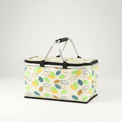 Checkered Picnic Basket - Green Leaves studio packshot