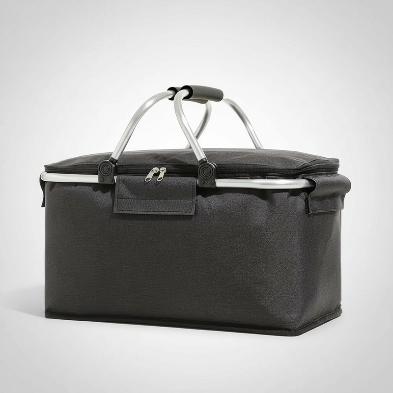 Folding Picnic Basket - Black studio packshot