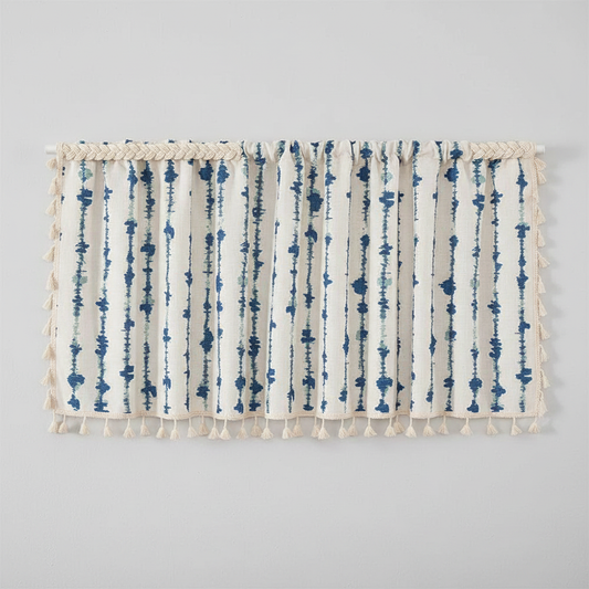 Inkblot Blue Tassel Cabinet Curtain