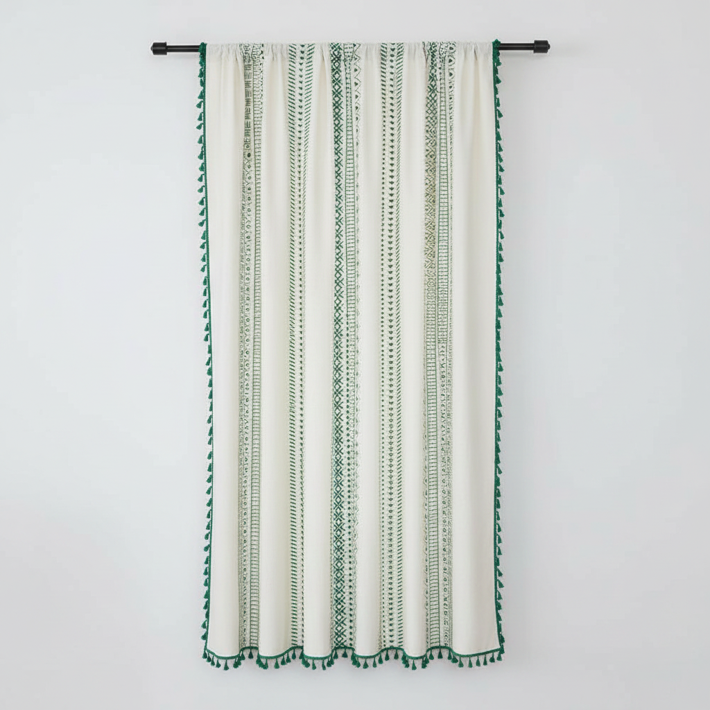 Emerald Tribe Boho Tassel Curtain