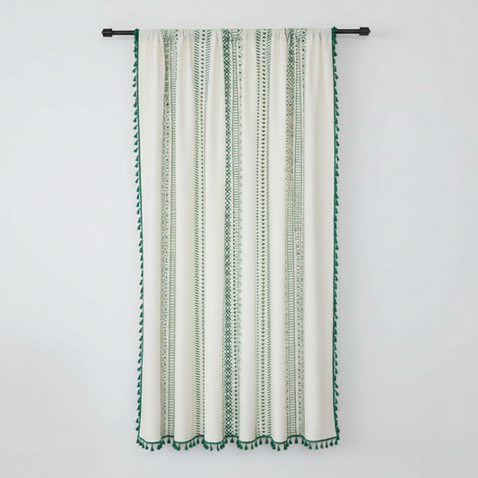 Emerald Tribe Boho Tassel Curtain