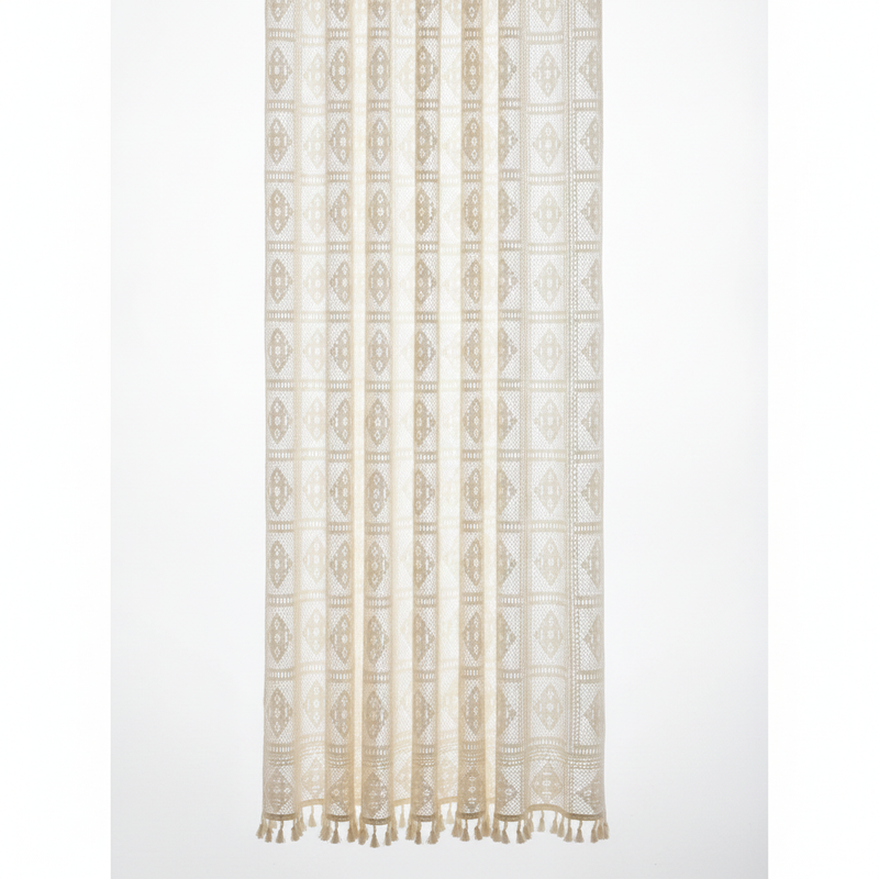 Rhombus Plaid Diamond Lace curtain panel hung