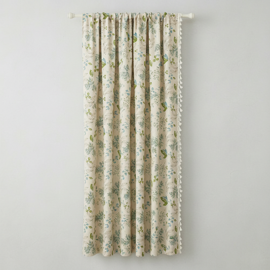 Wildflower Veil curtain panel with tassel fringe