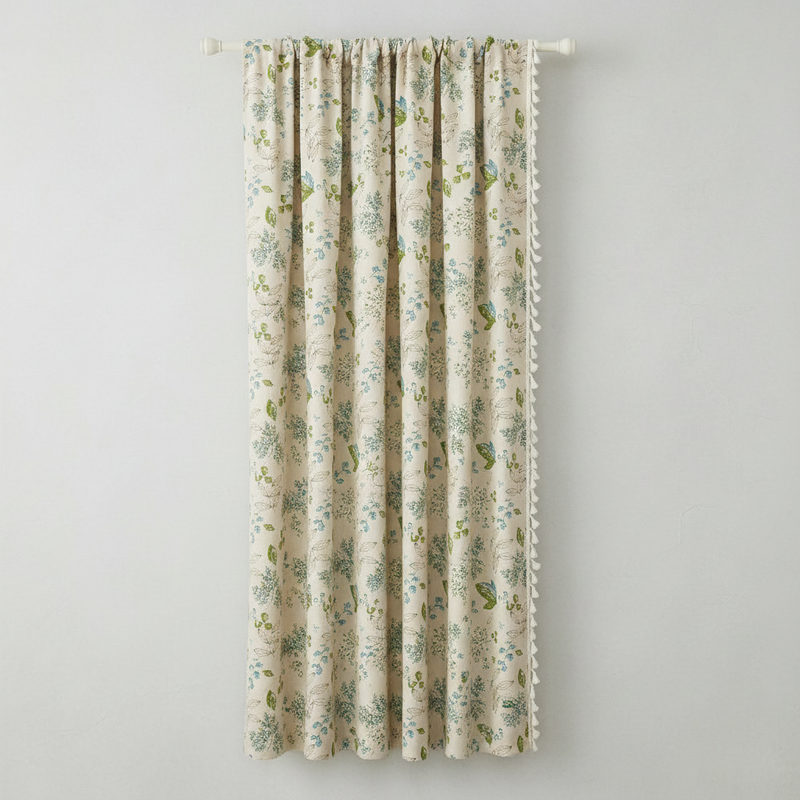 Wildflower Veil curtain panel with tassel fringe