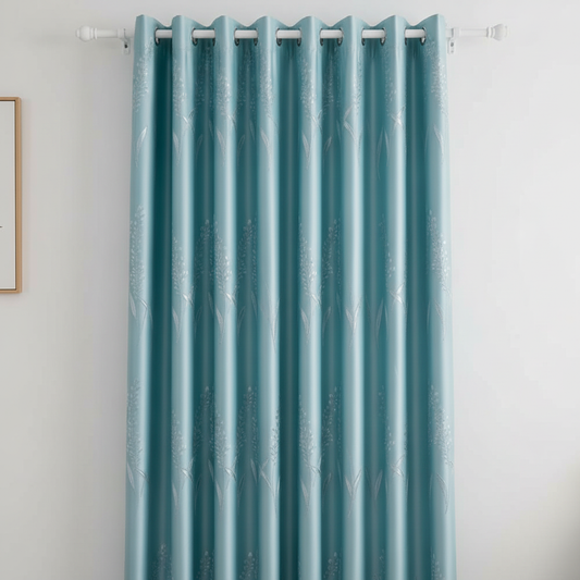 Elysian Leaf blackout curtain - Tiffany Blue