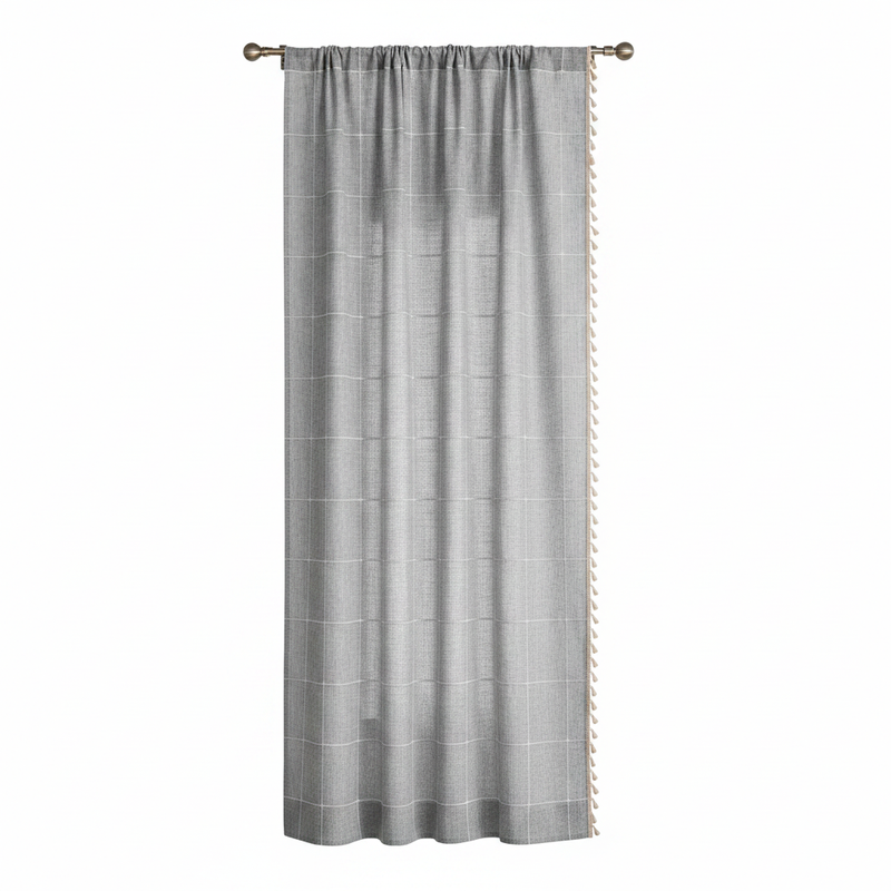 Tassel Plaid Semi-Blackout Drapes | Cotton Blend, Anti-Static