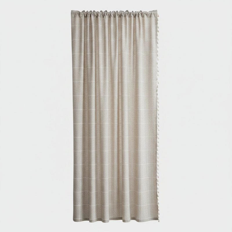 Tassel Plaid semi-blackout drape - Coffee