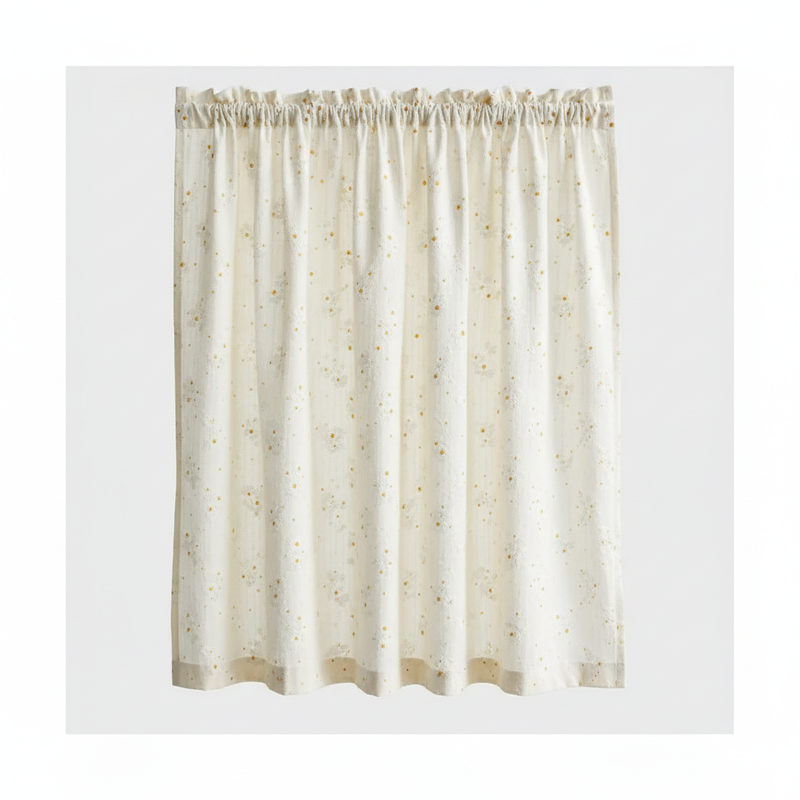 Daisy Breeze Cabinet Curtain | Cottagecore Texture, Rod Pocket