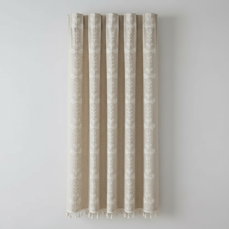 Farmhouse Chic linen geometric curtain panel