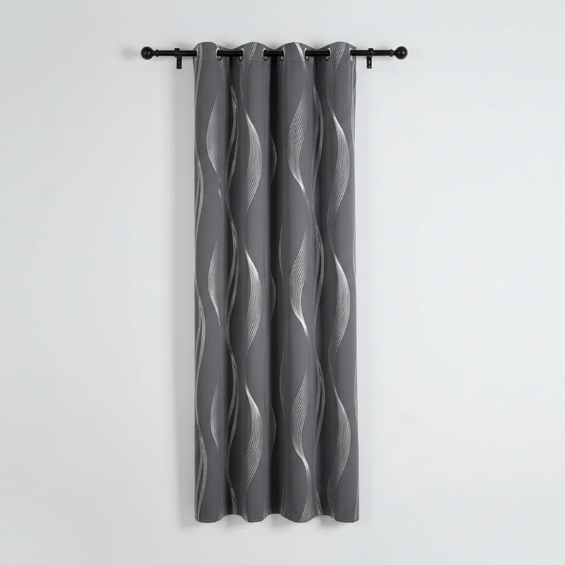 Modern Wave Pattern Blackout Curtain | Grommet Top, Insulating