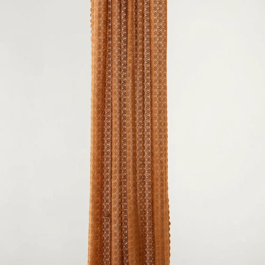 Amber glow boho crochet light-filtering curtain panel
