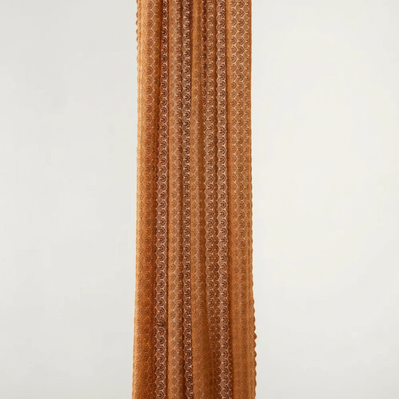 Amber glow boho crochet light-filtering curtain panel