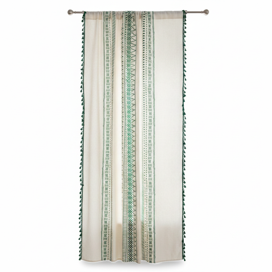 Solstice Loom Curtain Emerald Fern
