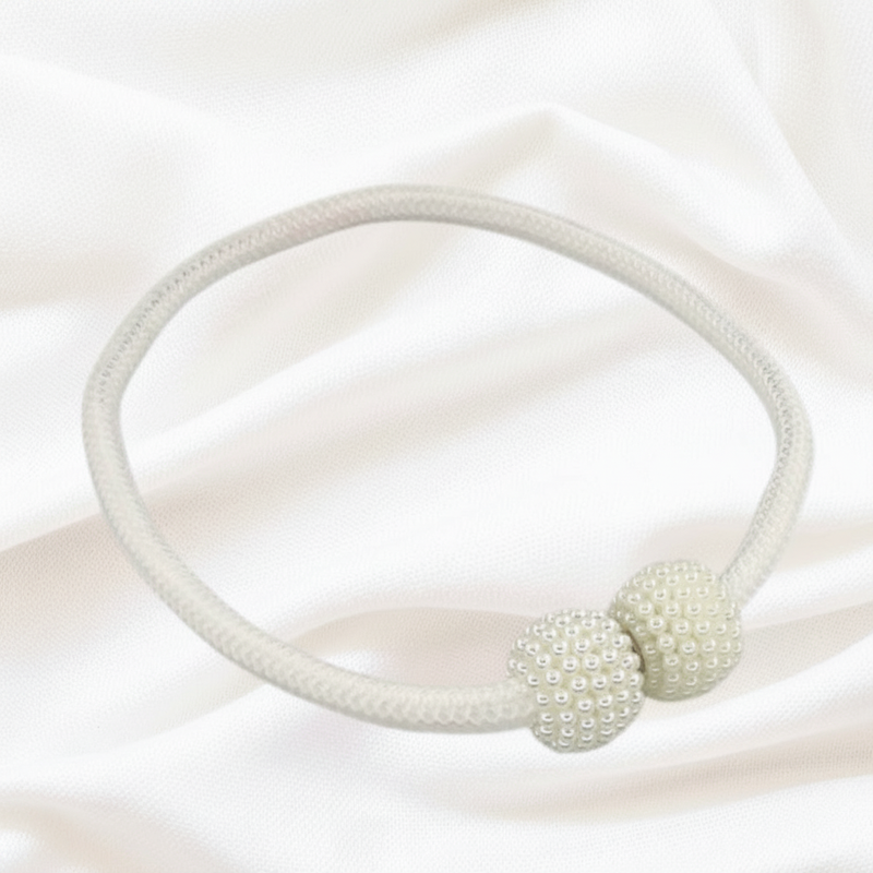 Pearl White magnetic pearl curtain tie-back 2-pack