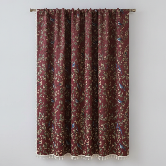 Wildflower Weave Curtain Crimson Bloom