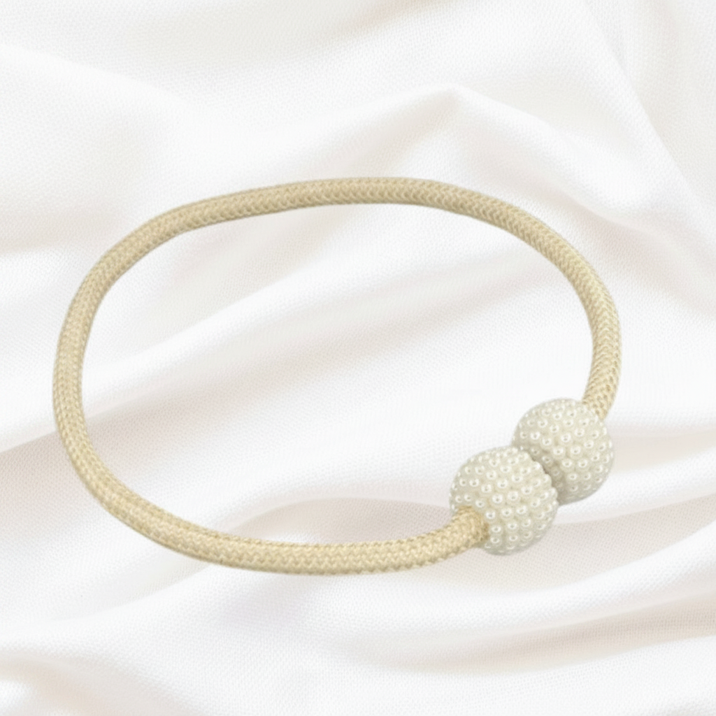 Champagne Gold magnetic pearl curtain tie-back 2-pack